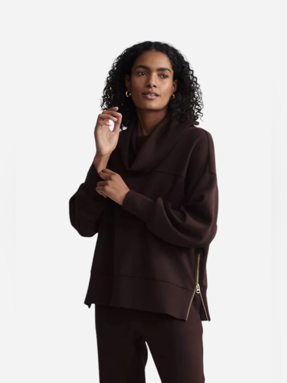 NWT Varley Priya Longline Sweat in Coffee Bean Size Small